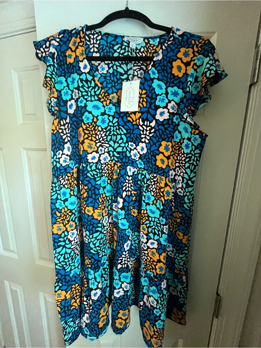 Mud Pie - Blue Floral V-Neck Dress